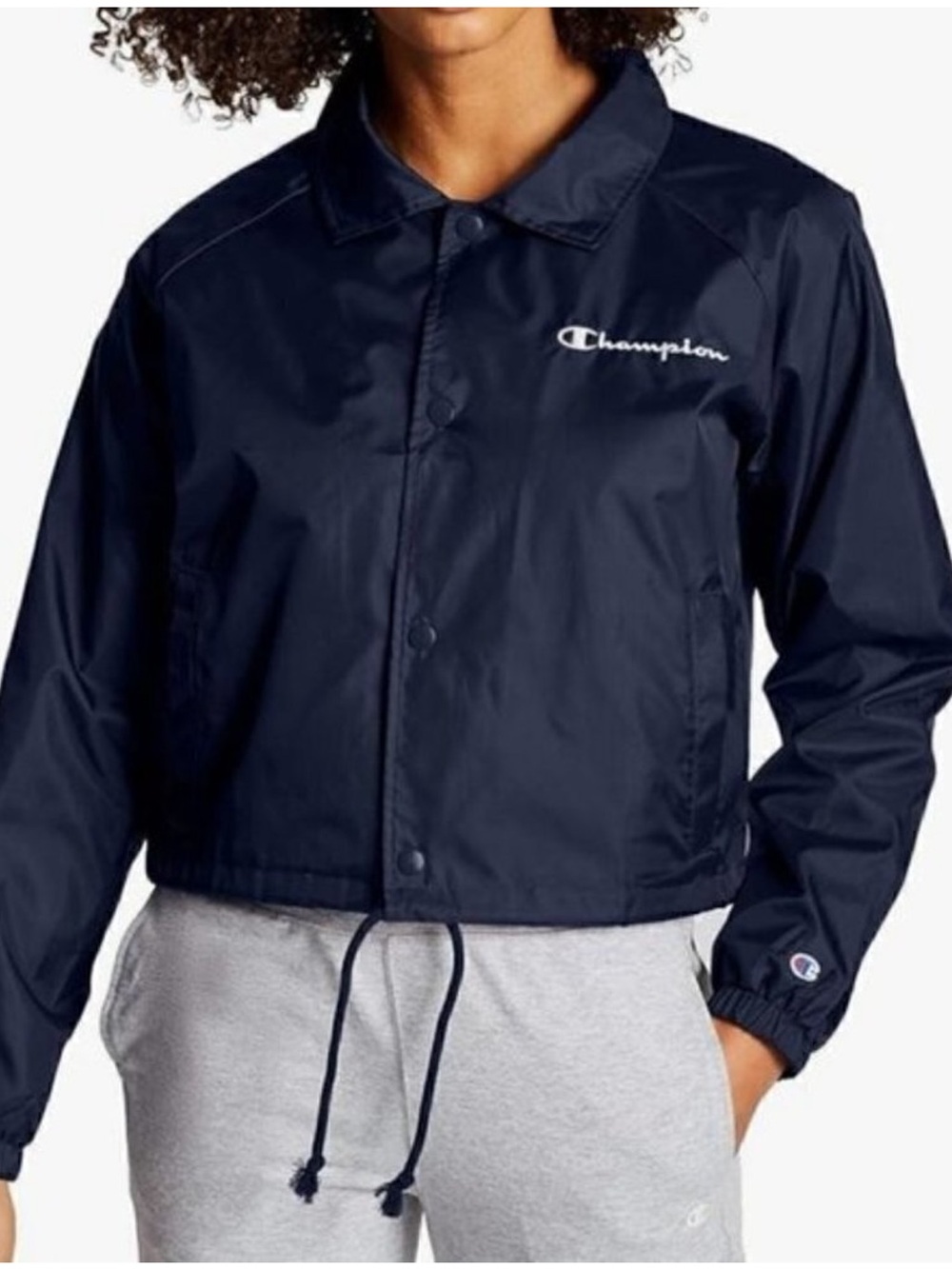 Champion Cropped Navy Windbreaker Jacket